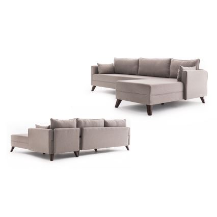 KORFU L formos kampinė sofa, kreminė, dešinė