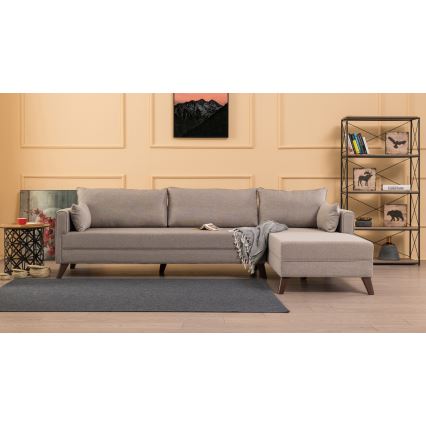 KORFU L formos kampinė sofa, kreminė, dešinė