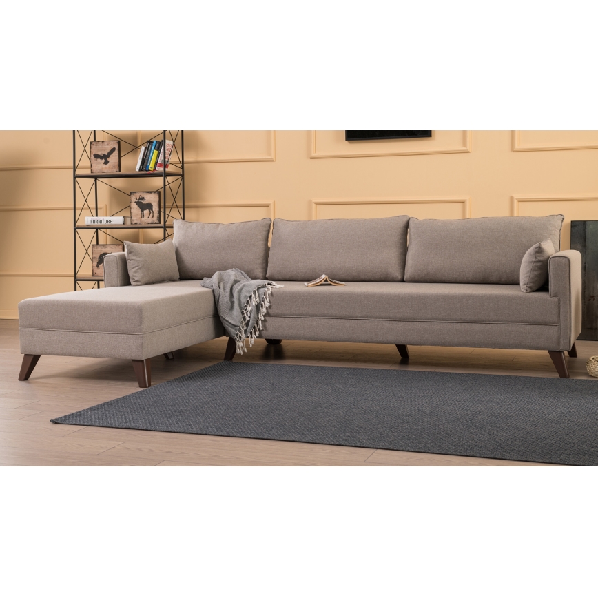 KORFU L formos kampinė sofa (kreminė, kairės pusės)