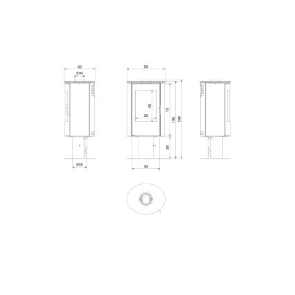 Plieninis židinys 8kW 150mm