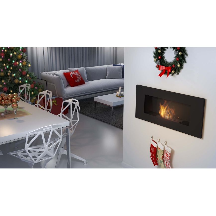 Kratki - Įmontuotas BIO židinys 40x90 cm 2kW juoda