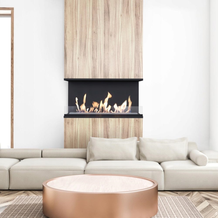 Kratki - Įmontuojamas BIO židinys 50x100 cm 7kW juodas