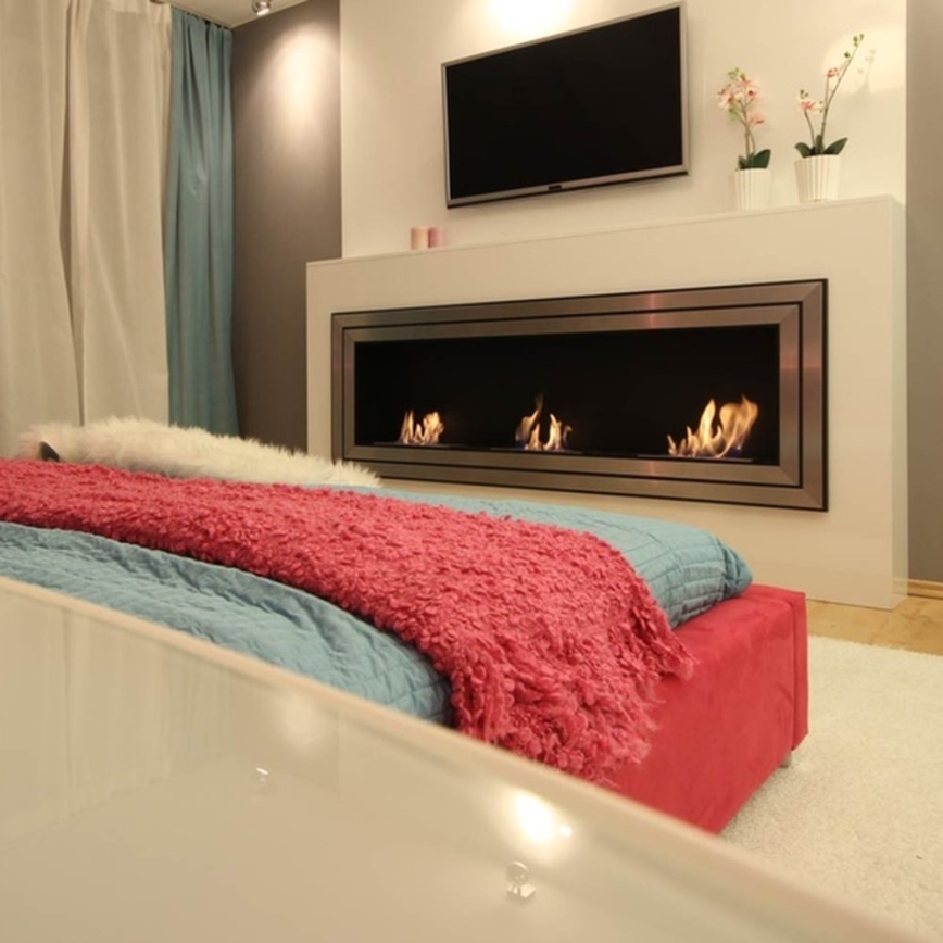 Kratki - Įmontuotas BIO židinys 65x180 cm 3x2,5kW blizgus chromas