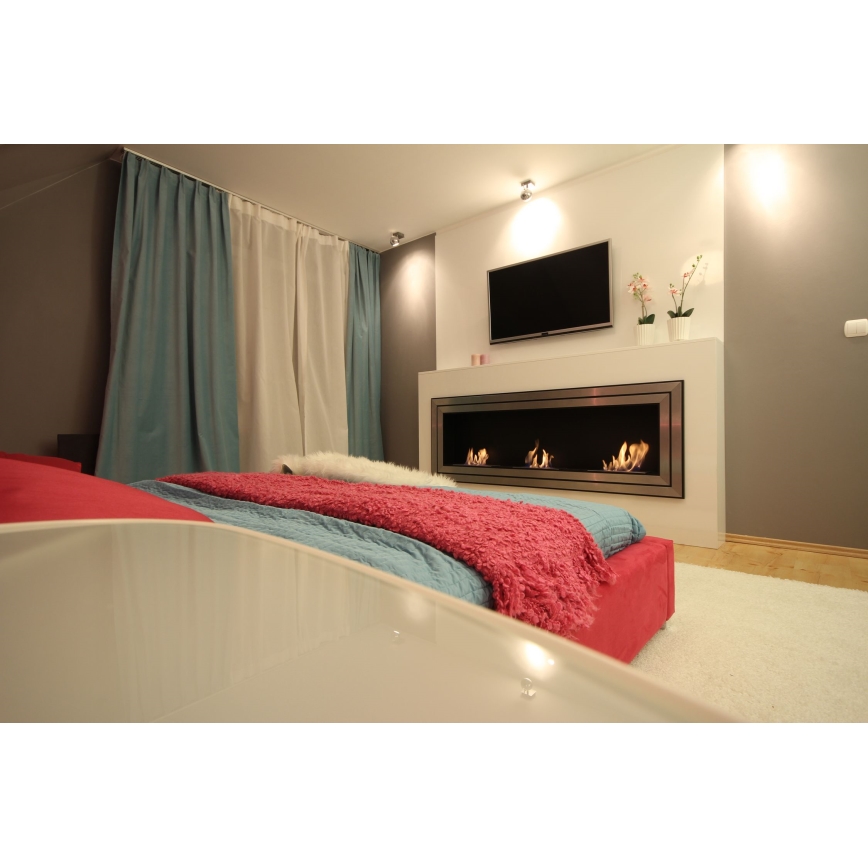 Kratki - Įmontuotas BIO židinys 65x180 cm 3x2,5kW blizgus chromas