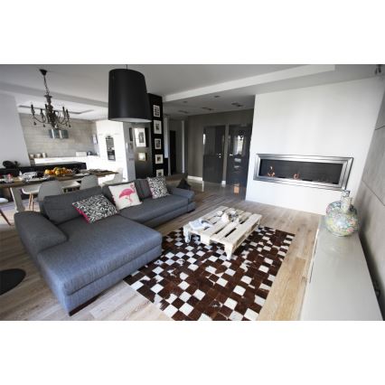 Kratki - Įmontuotas BIO židinys 65x180 cm 3x2,5kW blizgus chromas