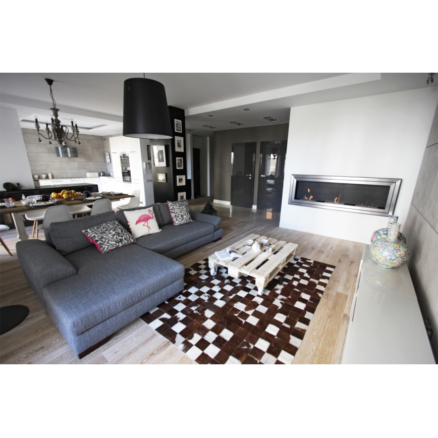 Kratki - Įmontuotas BIO židinys 65x180 cm 3x2,5kW blizgus chromas