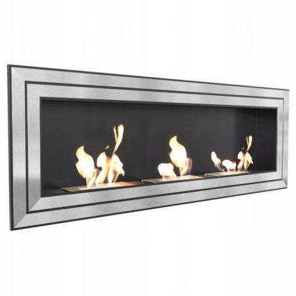 Kratki - Įmontuotas BIO židinys 65x180 cm 3x2,5kW blizgus chromas