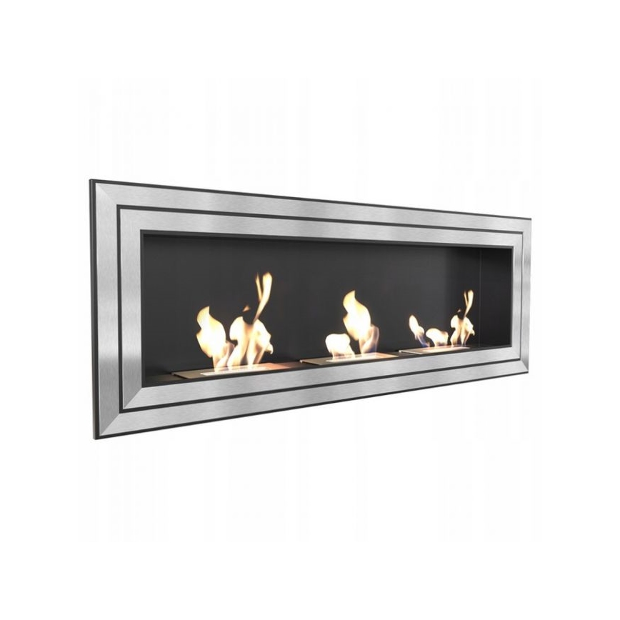 Kratki - Įmontuotas BIO židinys 65x180 cm 3x2,5kW blizgus chromas