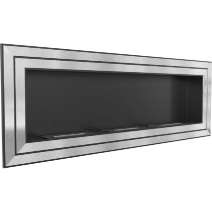 Kratki - Įmontuotas BIO židinys 65x180 cm 3x2,5kW blizgus chromas