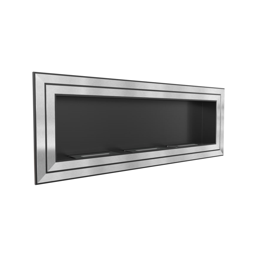 Kratki - Įmontuotas BIO židinys 65x180 cm 3x2,5kW blizgus chromas