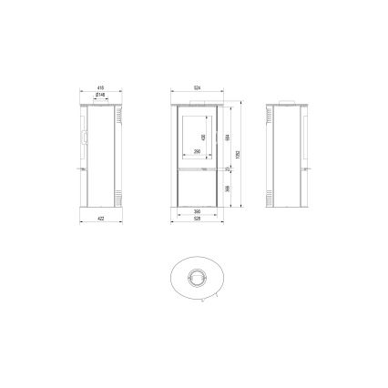 Kratki - Plieninis židinys 8kW 150mm