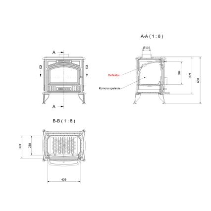 Kratki - Ketaus židinio krosnelė 8kW 130mm