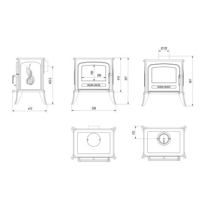 Kratki - Ketaus židinys 5kW 130mm