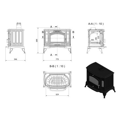 Kratki - Ketaus židinys 10kW 130mm