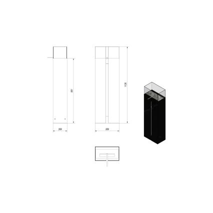 Kratki - BIO židinys 113,6x35,9 cm 2kW juodas