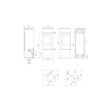 Kratki - Plieninis židinys 8kW 150mm