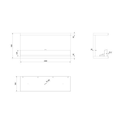 Kratki - Įmontuojamas BIO židinys 50x100 cm 7kW juodas