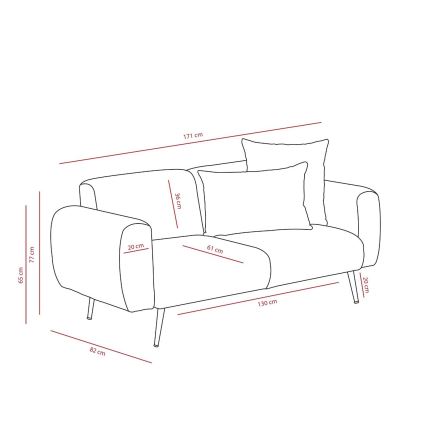 Kreminė dvivietė sofa PISA