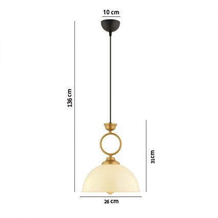 Kriauklių lustra MONZA 1xE27/40W/230V, 26 cm, kreminė/bronzinė