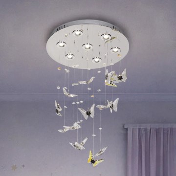 Krištolinis LED lubų šviestuvas MURU LED/24W/230V Ø 40 cm blizgus chromas + nuotolinis valdymas