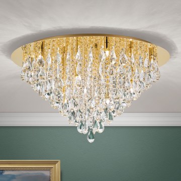 Krištolinis lubinis šviestuvas CELESTE 12xG9/40W/230V diametras 75 cm auksas
