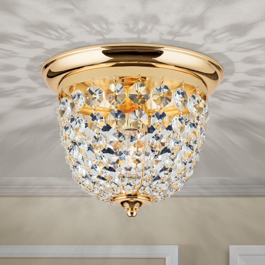 Krištolinis lubinis šviestuvas PLAFOND 1xE27/40W/230V diametras 26 cm auksas
