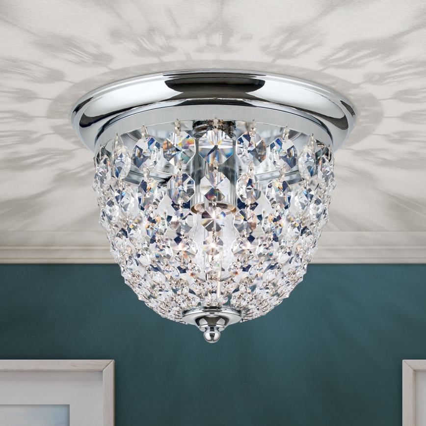 Krištolinis lubinis šviestuvas PLAFOND 1xE27/40W/230V diametras 26 cm blizgus chromas