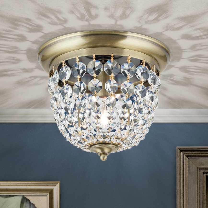 Krištolinis lubinis šviestuvas PLAFOND 1xE27/40W/230V diametras 26 cm bronza