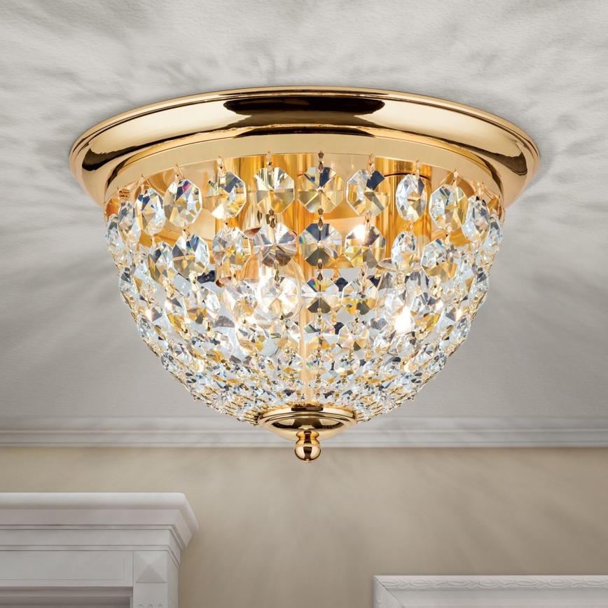 Krištolinis lubinis šviestuvas PLAFOND 3xE27/40W/230V diametras 35 cm auksas