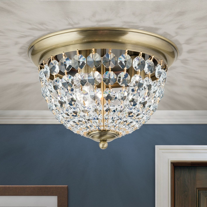 Krištolinis lubinis šviestuvas PLAFOND 3xE27/40W/230V diametras 35 cm bronza