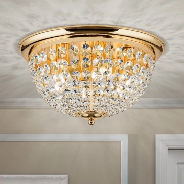 Krištolinis lubinis šviestuvas PLAFOND 6xE27/40W/230V diametras 47 cm auksas