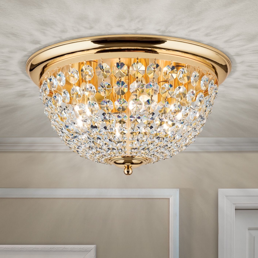 Krištolinis lubinis šviestuvas PLAFOND 6xE27/40W/230V diametras 47 cm auksas