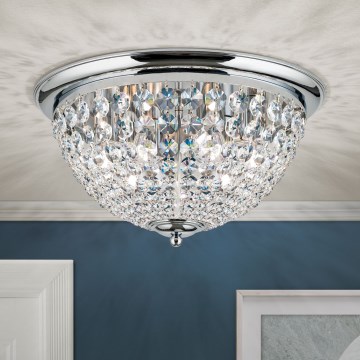 Krištolinis lubinis šviestuvas PLAFOND 6xE27/40W/230V diametras 47 cm blizgus chromas