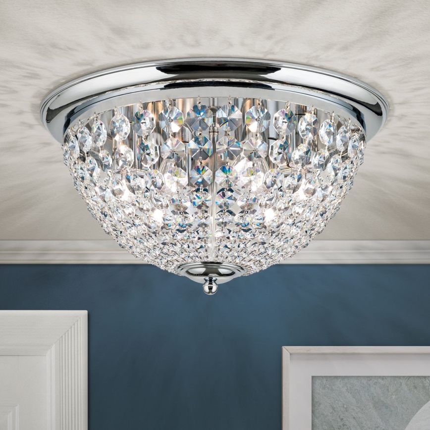 Krištolinis lubinis šviestuvas PLAFOND 6xE27/40W/230V diametras 47 cm blizgus chromas
