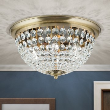 Krištolinis lubinis šviestuvas PLAFOND 6xE27/40W/230V diametras 47 cm bronza