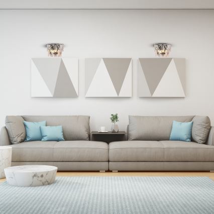 Krištolinis sieninis šviestuvas CHELSEA 2xE14/40W/230V blizgus chromas