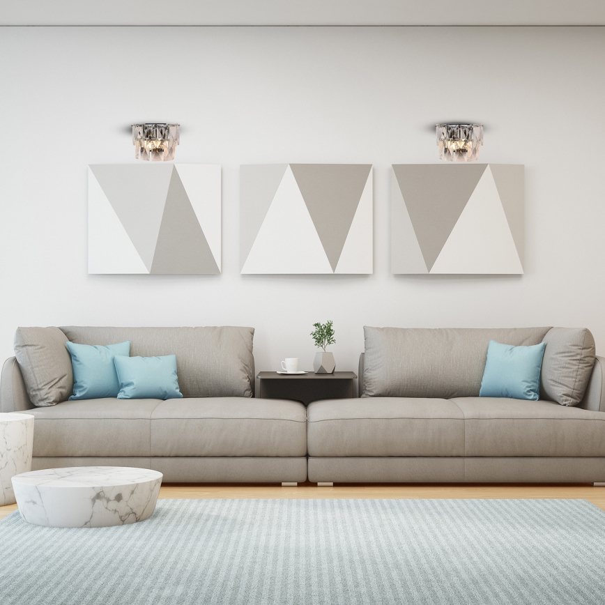 Krištolinis sieninis šviestuvas CHELSEA 2xE14/40W/230V blizgus chromas