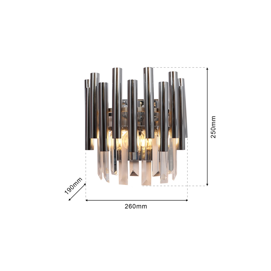 Krištolinis sieninis šviestuvas MADISON 2xE14/40W/230V blizgus chromas