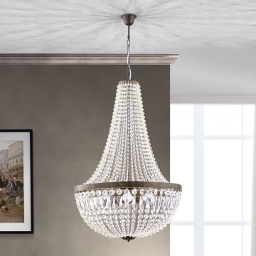 Krištolinis sietynas ant grandinės ARILA 6xE27/60W/230V diametras 60 cm ruda/patina