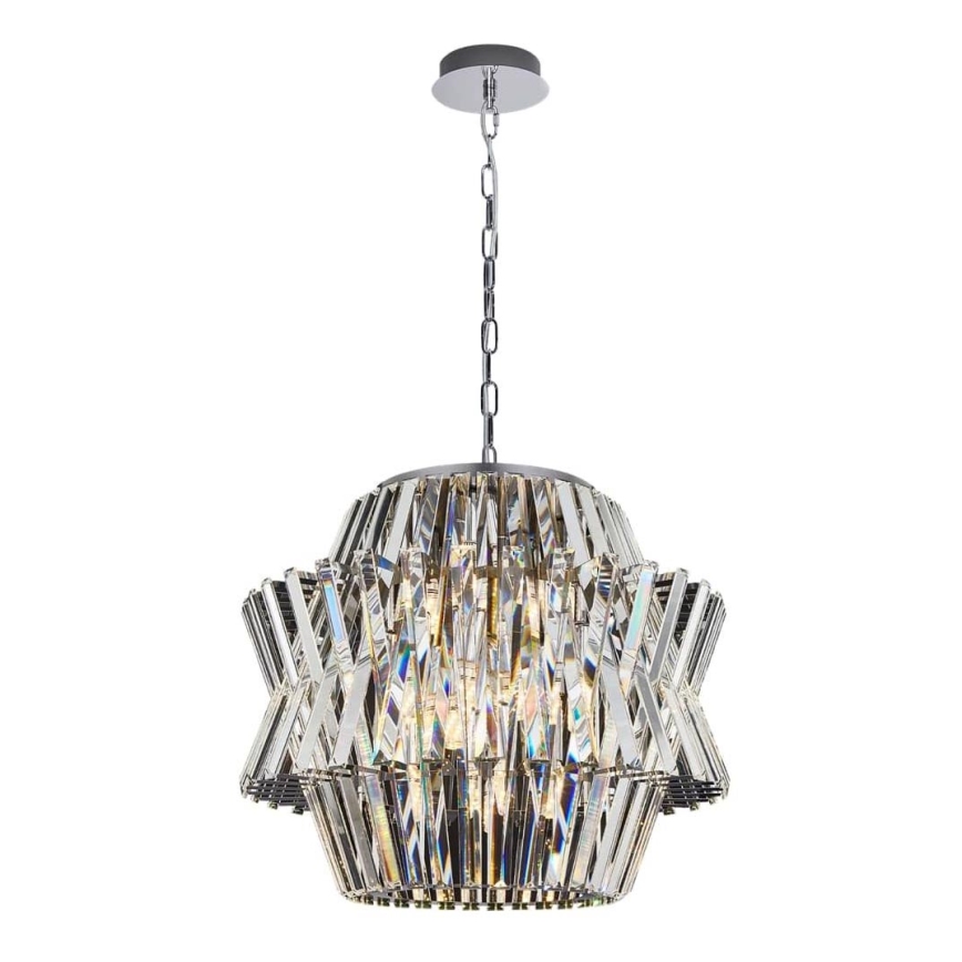 Krištolinis sietynas ant grandinės CROWN 12xE14/40W/230V blizgus chromas