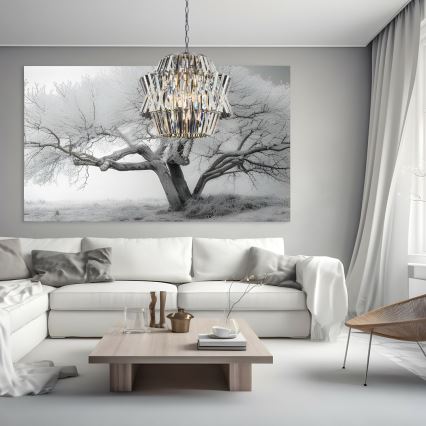 Krištolinis sietynas ant grandinės CROWN 12xE14/40W/230V blizgus chromas
