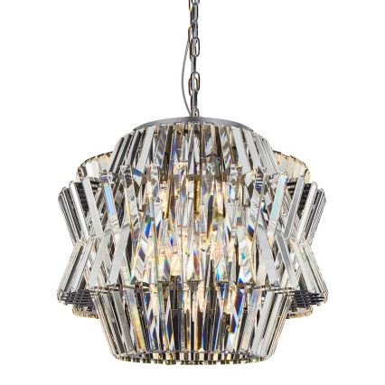 Krištolinis sietynas ant grandinės CROWN 12xE14/40W/230V blizgus chromas