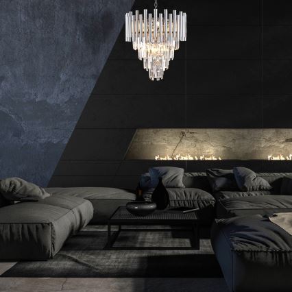 Krištolinis sietynas ant grandinės MADISON 9xE14/40W/230V blizgus chromas