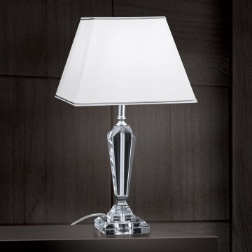 Krištolinis stalinis šviestuvas VERONIQUE 1xE27/60W/230V balta/permatoma