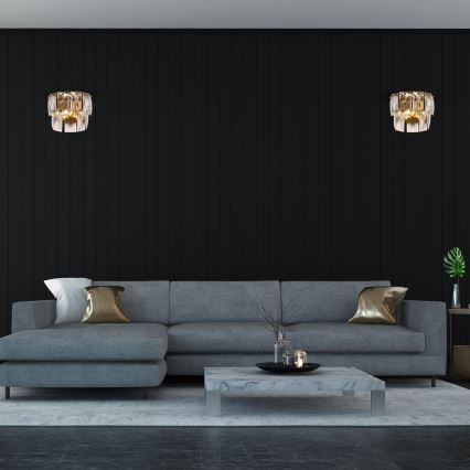 Krištolo sieninis šviestuvas CHELSEA 2xE14/40W/230V aukso