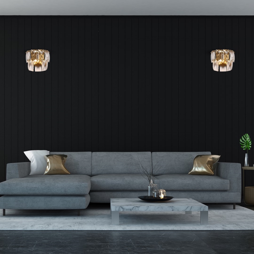 Krištolo sieninis šviestuvas CHELSEA 2xE14/40W/230V aukso