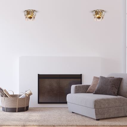 Krištolo sieninis šviestuvas CHELSEA 2xE14/40W/230V aukso