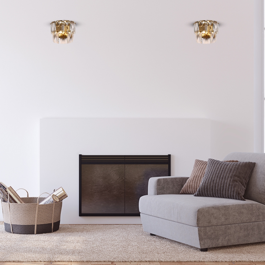 Krištolo sieninis šviestuvas CHELSEA 2xE14/40W/230V aukso