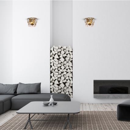 Krištolo sieninis šviestuvas CHELSEA 2xE14/40W/230V aukso