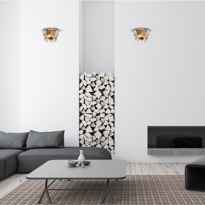 Krištolo sieninis šviestuvas CHELSEA 2xE14/40W/230V aukso